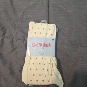 Cat & Jack Girls Tights 2-Pack | Gold Star + Red | Holiday / Dress Tights